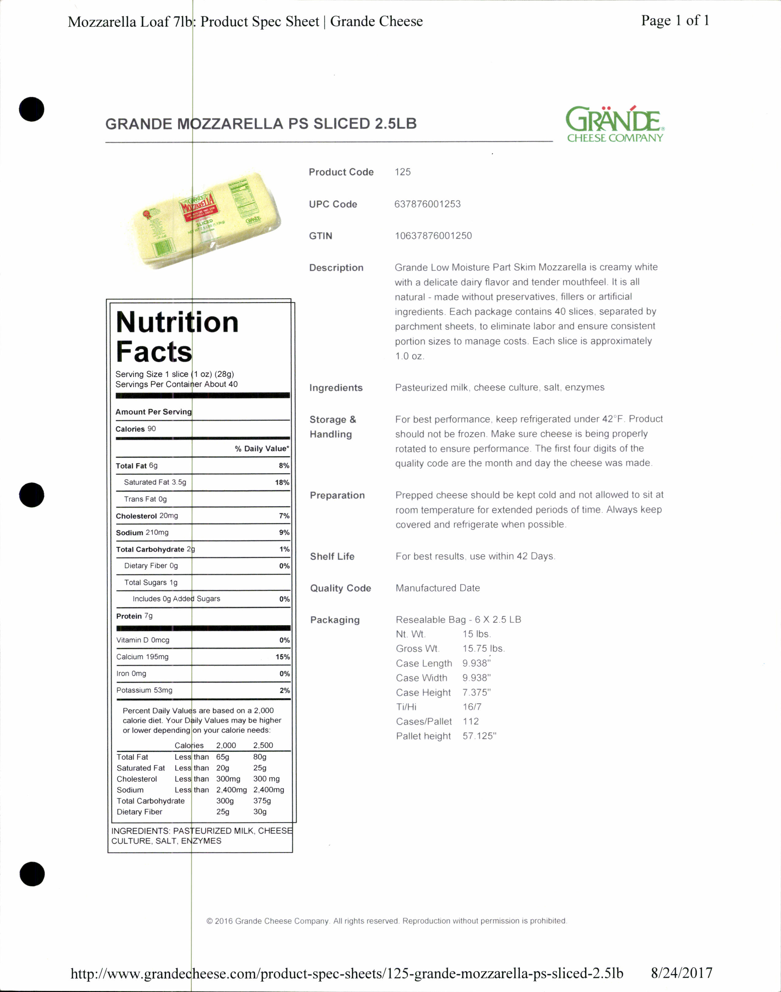 ^Grande 104 Block P/S Mozzarella 8/7v