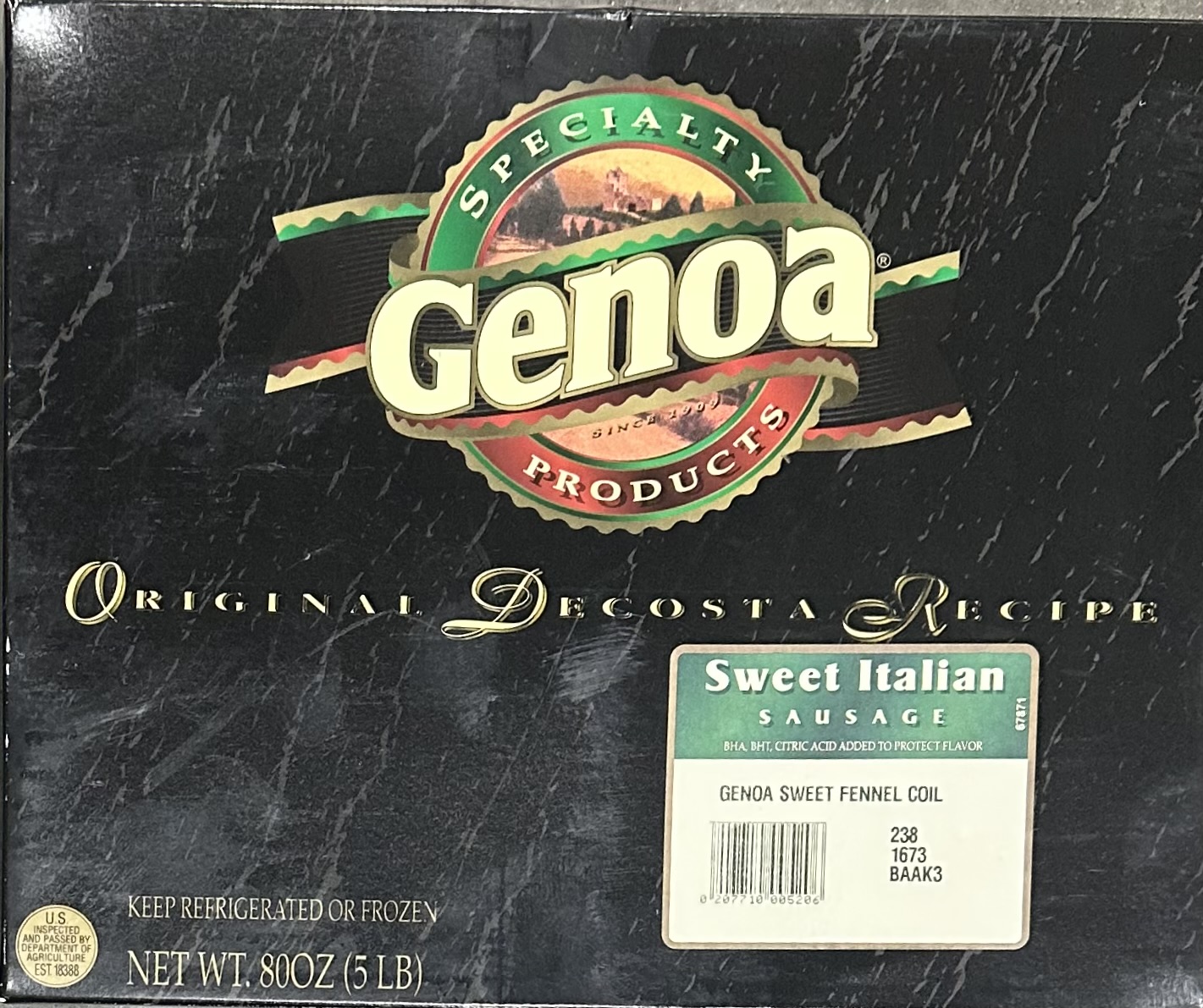 Genoa 238 Sweet Italian Coil Sausage 2/5#